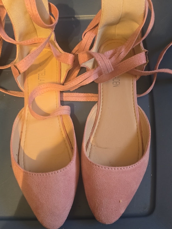 Stellah Shoes - Stellah Dusty Pink Suede Lace-Up Pointed Flats